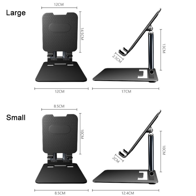Tablet Mobile Phone Desktop Double Pole Lifting Folding Bracket, White (Large), Black (Large), White (Small), Black (Small)