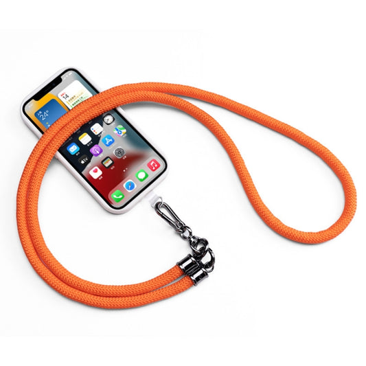 Orange paracord mobile phone lanyard featuring durable climbing rope construction for everyday carry