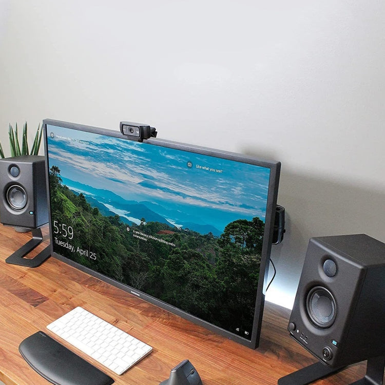 Support de bureau pour enceintes et moniteur audio, noir