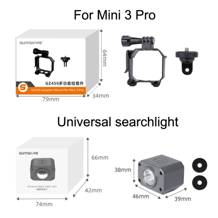 Sunnylife MM3-GZ459 For DJI Mini 3 Pro GoPro10 Action Camera Mount, Hanging Load, Searchlight, Hanging Load+Searchlight set
