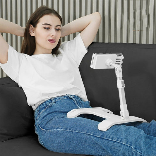 White lazy bracket phone stand for bed, desk, and lap viewing - universal tablet holder