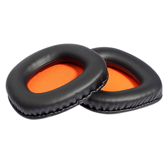Closeup view dual headphone pad set showing soft sponge material and color options