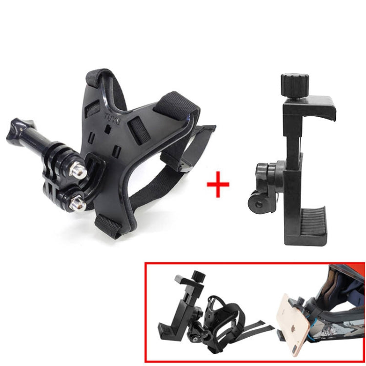 TUYU Motorcycle Helmet Chin Action Camera Mobile Phone Mounting Bracket, Black Bracket, Blue Bracket, Black Bracket+Mobile Phone Clip, Blue Bracket+Mobile Phone Clip