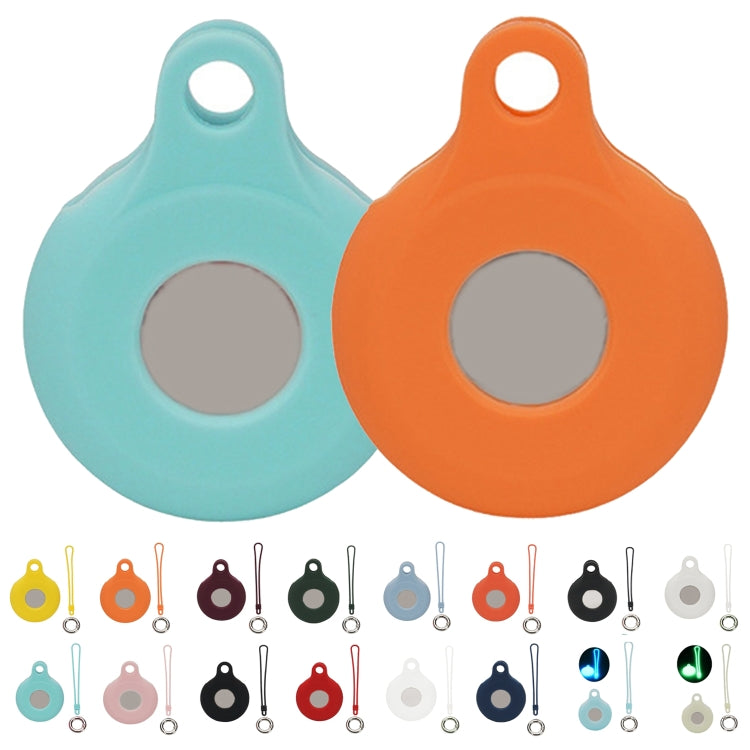 Locator Storage Silicone Cover With Hand Strap For AirTag 2nd Gen / AirTag 1st Gen, Mint Green, Pink, Black, Red, Yellow, Orange, Brown, Ink Green, Denim Blue, Coral Color, Dark Gray, White, Transparent, Noon Blue, Luminous Blue, Luminous Green