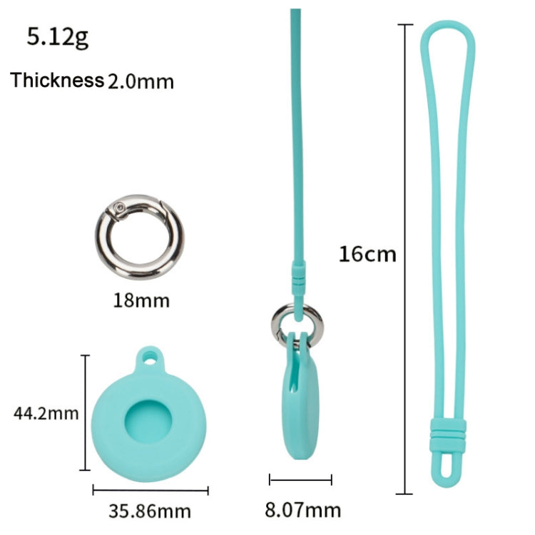 Locator Storage Silicone Cover With Hand Strap For AirTag 2nd Gen / AirTag 1st Gen, Mint Green, Pink, Black, Red, Yellow, Orange, Brown, Ink Green, Denim Blue, Coral Color, Dark Gray, White, Transparent, Noon Blue, Luminous Blue, Luminous Green