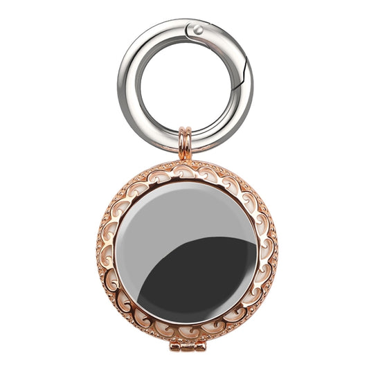 White gold AirTag keychain locator accessory displaying elegant metallic finish protection