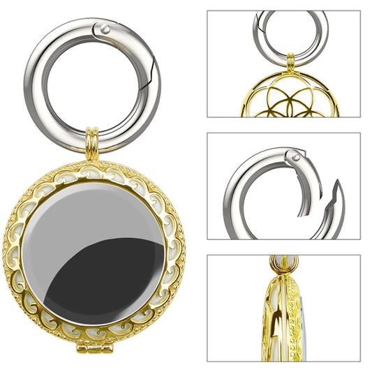 AirTag protective keychain in multiple finishes: black gold, rose gold, white gold options