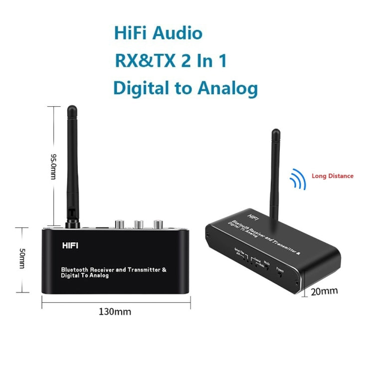Récepteur Bluetooth sans fil AUX 2 en 1 D09, émetteur Bluetooth coaxial à fibre optique RCA, D09