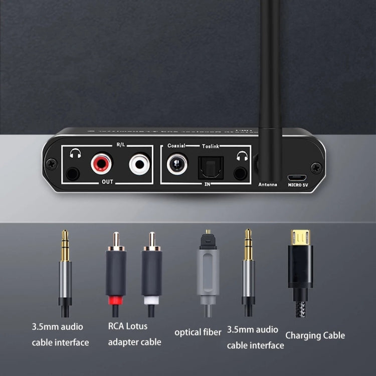 D09 2 In 1 AUX Wireless Bluetooth Receiver RCA Fiber Coaxial Bluetooth Transmitter, D09