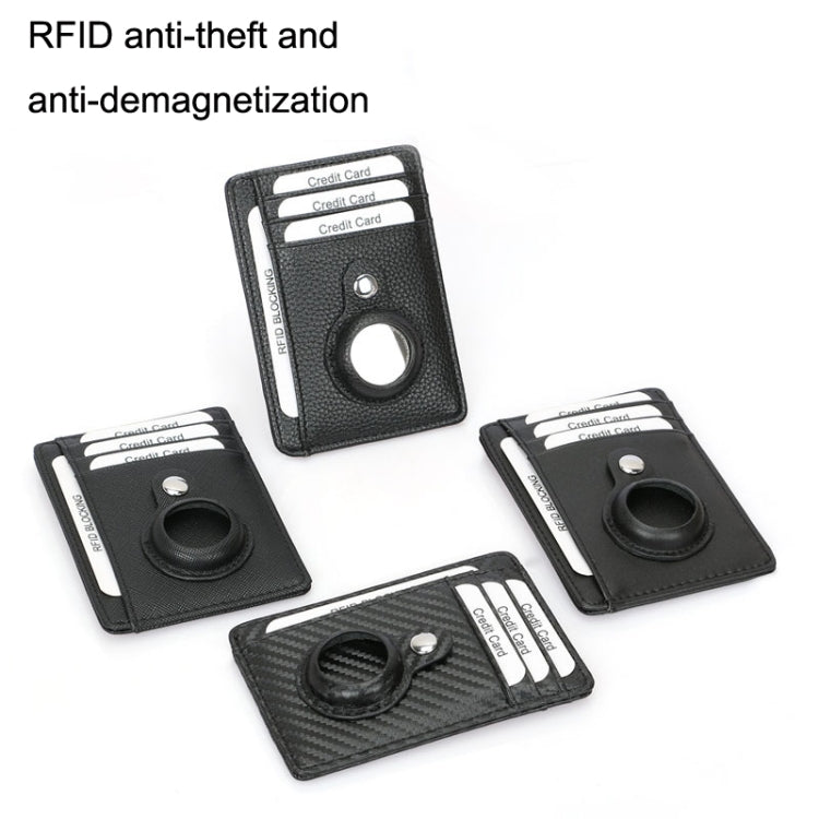 TQ-319 Anti-Theft Anti-Lost Tracker Leather Card Holder For AirTag 2nd Gen / AirTag 1st Gen, Carbon Fiber (Black), Carbon Fiber (Brown), Flat Pattern (Black), Flat Pattern (Brown), Leather Flat Pattern (Black)