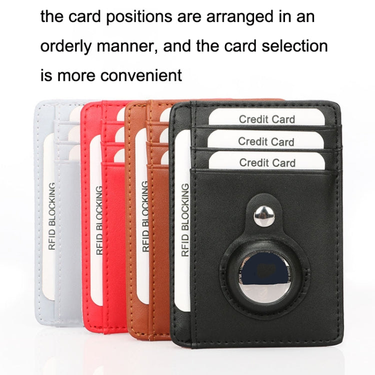 TQ-319 Anti-Theft Anti-Lost Tracker Leather Card Holder For AirTag 2nd Gen / AirTag 1st Gen, Carbon Fiber (Black), Carbon Fiber (Brown), Flat Pattern (Brown)