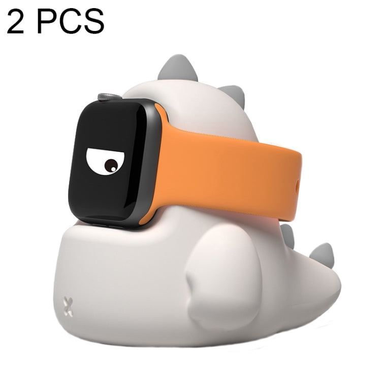 Lot de 2 supports de charge en silicone en forme de dinosaure pour Apple Watch, sans montre, blanc, rose, vert, noir, gris, jaune, violet