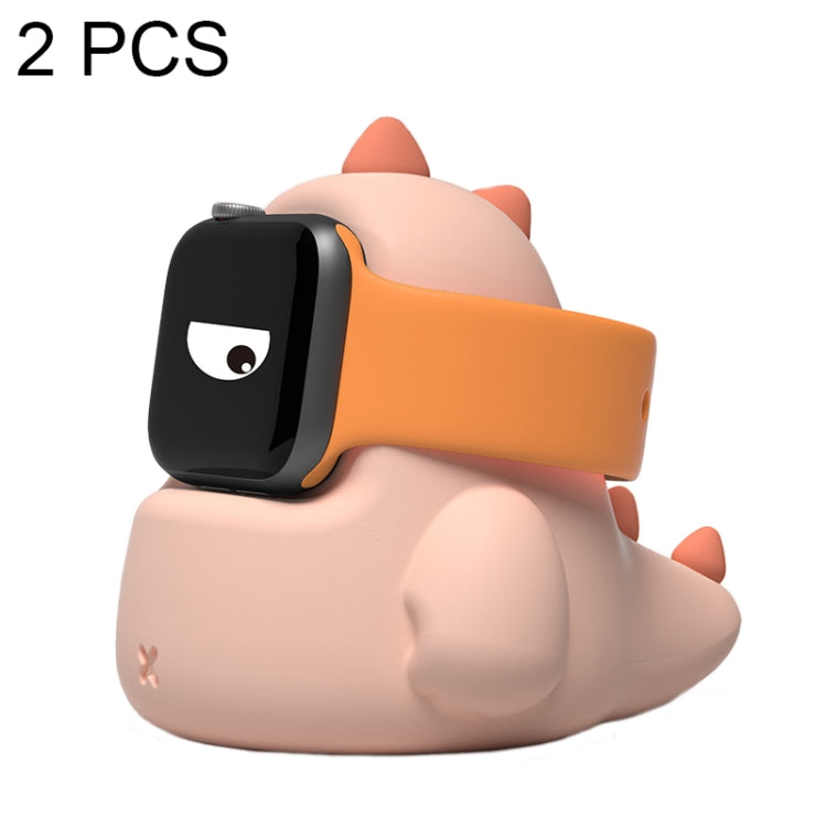 Lot de 2 supports de charge en silicone en forme de dinosaure pour Apple Watch, sans montre, blanc, rose, vert, noir, gris, jaune, violet