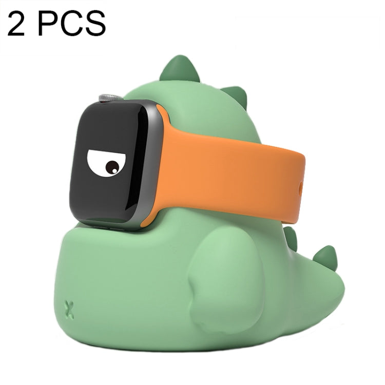Lot de 2 supports de charge en silicone en forme de dinosaure pour Apple Watch, sans montre, blanc, rose, vert, noir, gris, jaune, violet