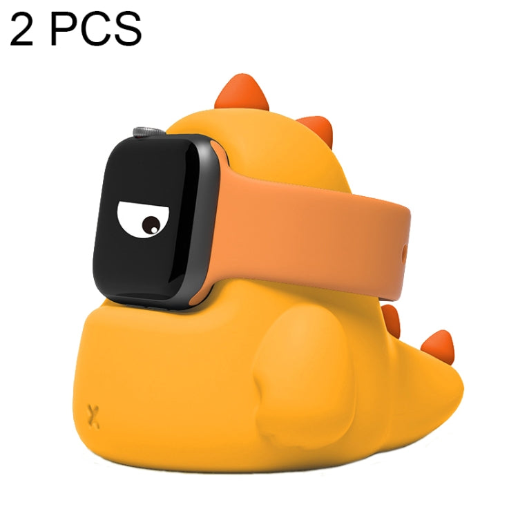 Lot de 2 supports de charge en silicone en forme de dinosaure pour Apple Watch, sans montre, blanc, rose, vert, noir, gris, jaune, violet