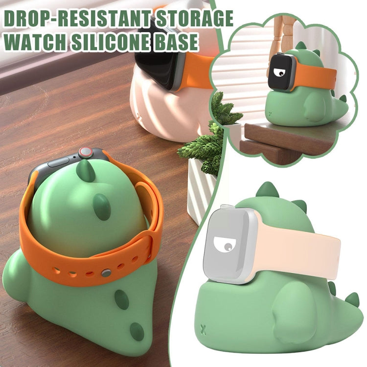2 PCS H003 Cute Dinosaur Shaped Silicone Charging Stand without Watch For Apple Watch, White, Pink, Green, Black, Grey, Yellow, Purple