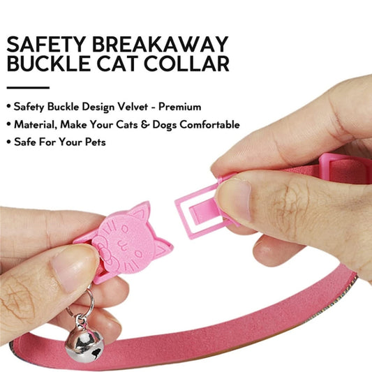 Pink diamond rhinestone pet collar fitted on small dog with integrated AirTag case