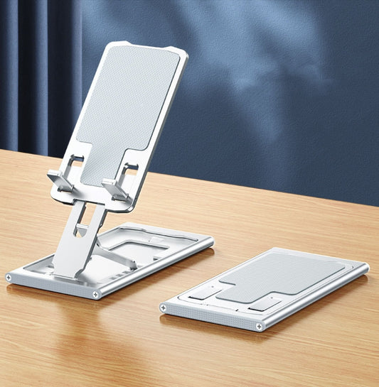 Compact folding phone holder angles perfectly for hands-free viewing