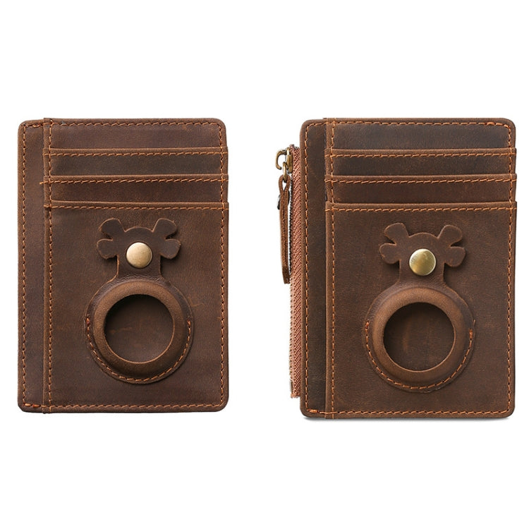 Tracking Locator Leather Wallet RFID Anti-theft Card Holder for AirTag, Classic-Black