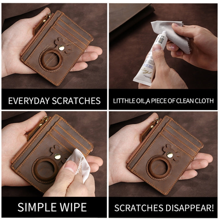 Tracking Locator Leather Wallet RFID Anti-theft Card Holder for AirTag, Classic-Black