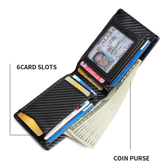 Men carrying black leather AirTag wallet with RFID blocking and multiple card storage