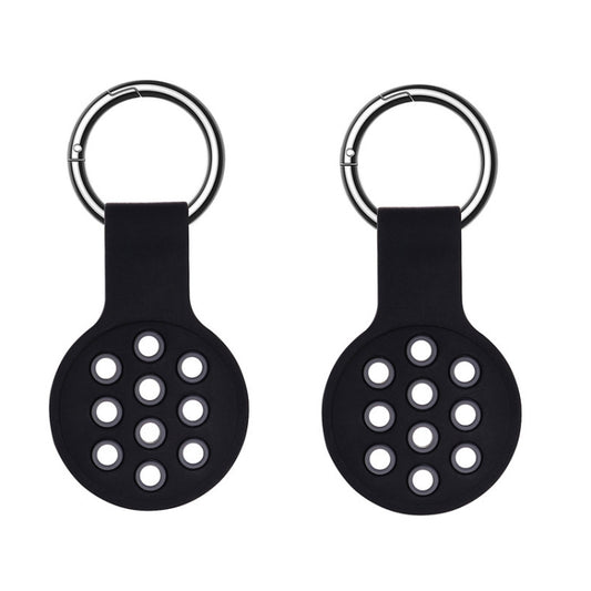 Dual-tone AirTag protective sleeve featuring ventilated silicone material