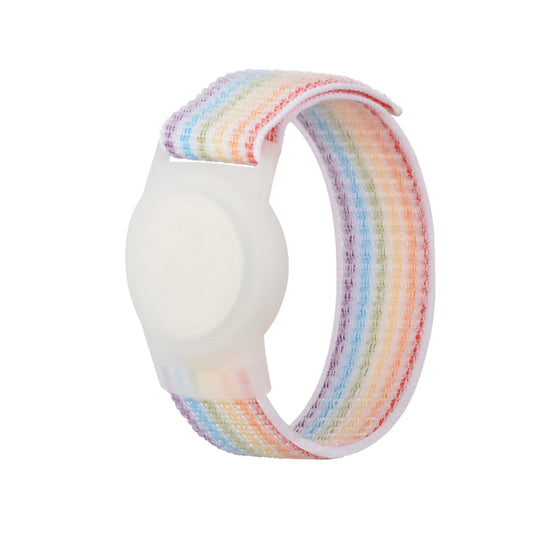 Adult AirTag wristband holder with durable nylon material and secure fastening system