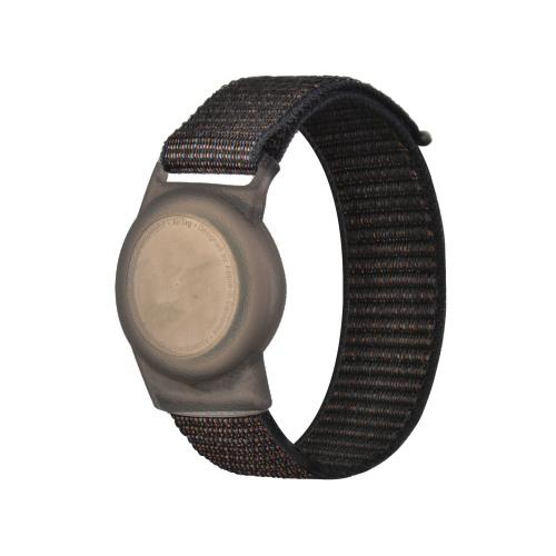 Durable nylon AirTag case featuring secure strap attachment and comfortable fit options