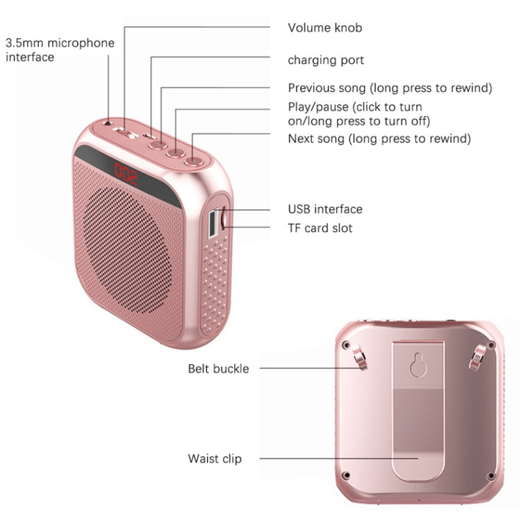 S17 Mini Portable Tour Guide Teaching Loudspeaker with Screen Display, S17 (Cool Black)