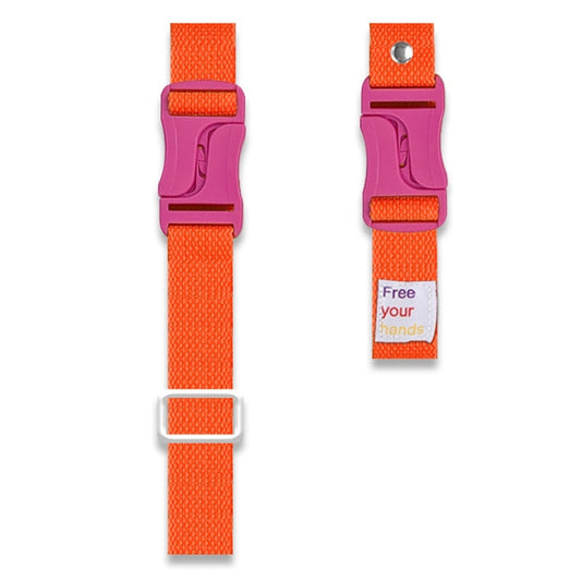 Two-piece crossbody phone strap set in orange, red, blue, and purple with adjustable lanyard