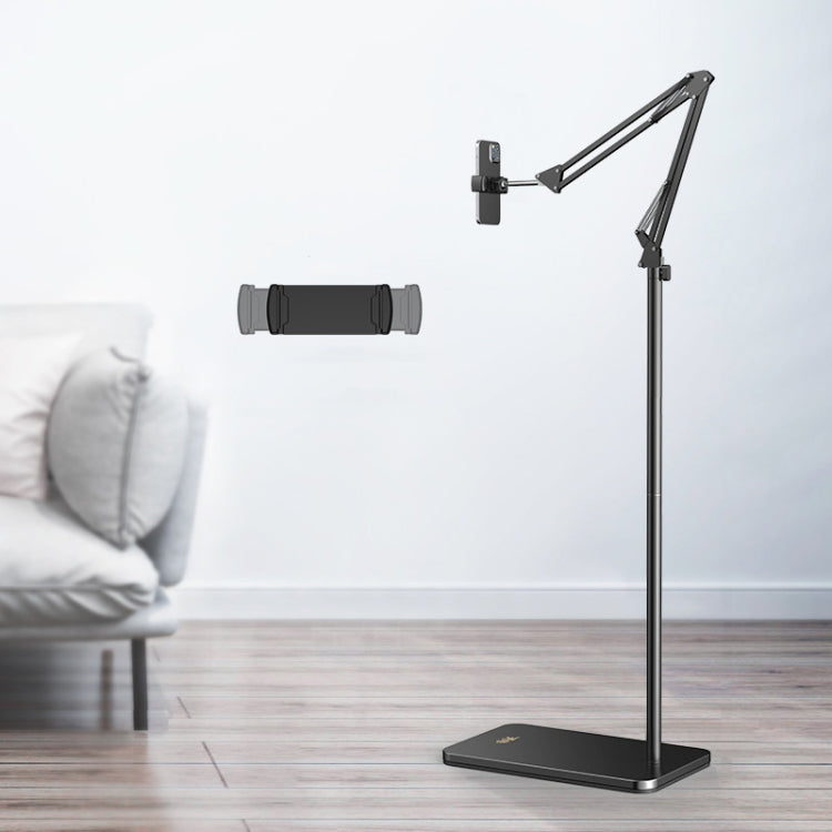 SSKY L10 Home Cantilever Ground Phone Holder Tablet Support Holder, Style:, L10 Fixed+Phone Clip (Black)