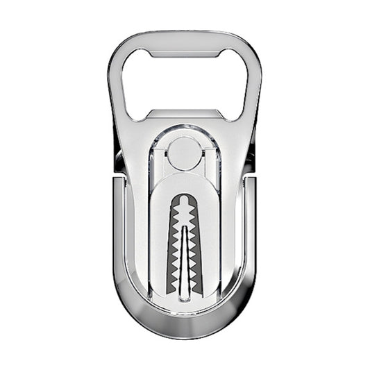Chrome air vent mount securely gripping smartphone with integrated metal ring stand