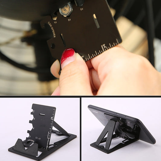 Multi-tool card bracket packaging contents spread showing all four pieces and accessories