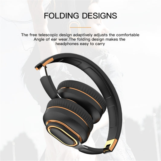 H7 foldable headphones in compact folded position for portability
