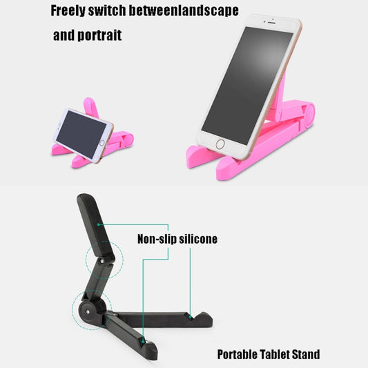 Portable desktop stand holding tablet upright for video calls and content viewing