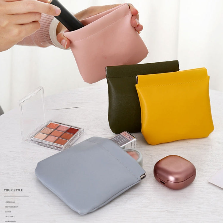 Portable Lipstick PU Case Mini Coin Cases Headphones Bag, Yellow, Pink, Light Blue, Light Grey, Black