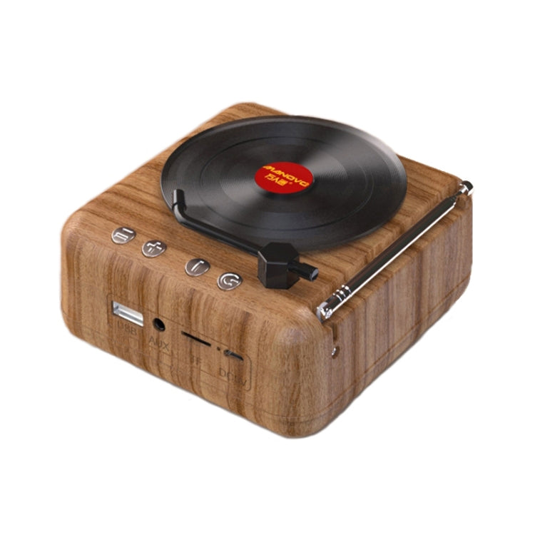 H3 Retro Vinyl Record Player Shape Mini Bluetooth Speaker, Black, White, Wood Grain