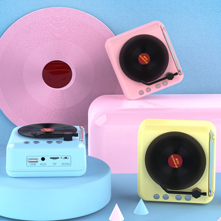Manovo H3 Macaron Vinyl Record Player Bluetooth Speaker Retro Radio Stereo, Pink