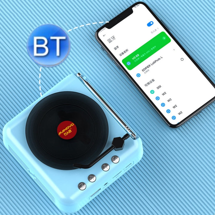 Manovo H3 Macaron Vinyl Record Player Bluetooth Speaker Retro Radio Stereo, Pink