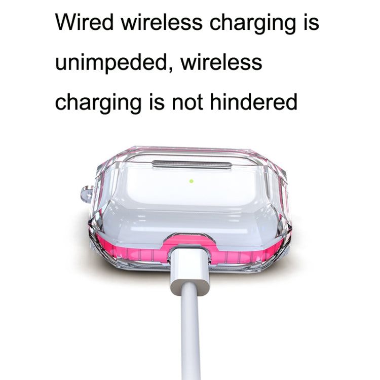 For AirPodS Pro RJT-AP-03 Bluetooth Earphone Transparent Soft Case TPU Protection Cover, White, Black, Red, Blue, Pink, Violet, Fluorescent Yellow, Rose Red