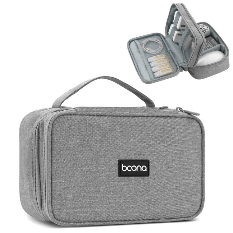 Baona Multifunctional Earphone Data Cable Digital Storage Bag, Spec:, Single-layer (Gray), Single-layer (Black), 2-layer (Gray), 2-layer (Black), Single-Layer Box (Gray), Single-Layer Box (Black), 2-layer Box (Gray), 2-layer Box (Black), XL (Gray)     ...