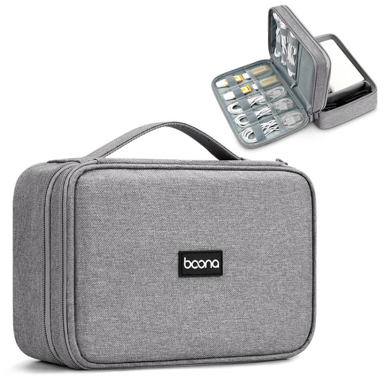 Baona Multifunctional Earphone Data Cable Digital Storage Bag, Spec:, Single-layer (Gray), Single-layer (Black), 2-layer (Gray), 2-layer (Black), Single-Layer Box (Gray), Single-Layer Box (Black), 2-layer Box (Gray), 2-layer Box (Black), XL (Gray)     ...