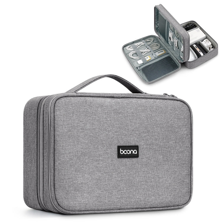 Baona Multifunctional Earphone Data Cable Digital Storage Bag, Spec:, Single-layer (Gray), Single-layer (Black), 2-layer (Gray), 2-layer (Black), Single-Layer Box (Gray), Single-Layer Box (Black), 2-layer Box (Gray), 2-layer Box (Black), XL (Gray)�����...