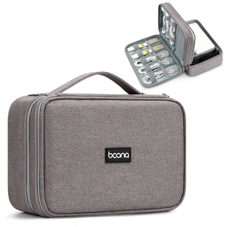 Baona Multifunctional Earphone Data Cable Digital Storage Bag, Spec:, Single-layer (Gray), Single-layer (Black), 2-layer (Gray), 2-layer (Black), Single-Layer Box (Gray), Single-Layer Box (Black), 2-layer Box (Gray), 2-layer Box (Black), XL (Gray)     ...