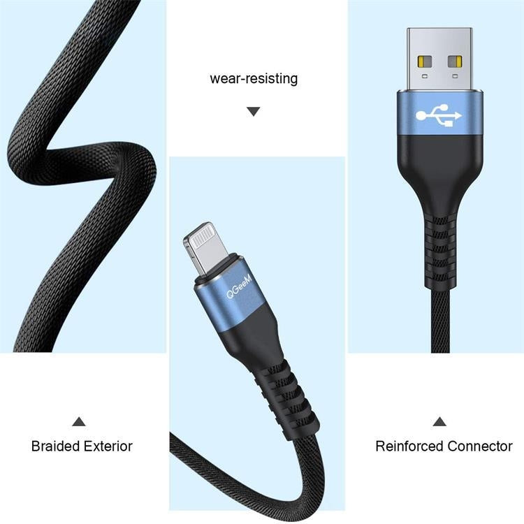 QGeeM MF01 USB-A To 8 Pin Phone Tablet Fast Charging Data Cable, Length:, 1m