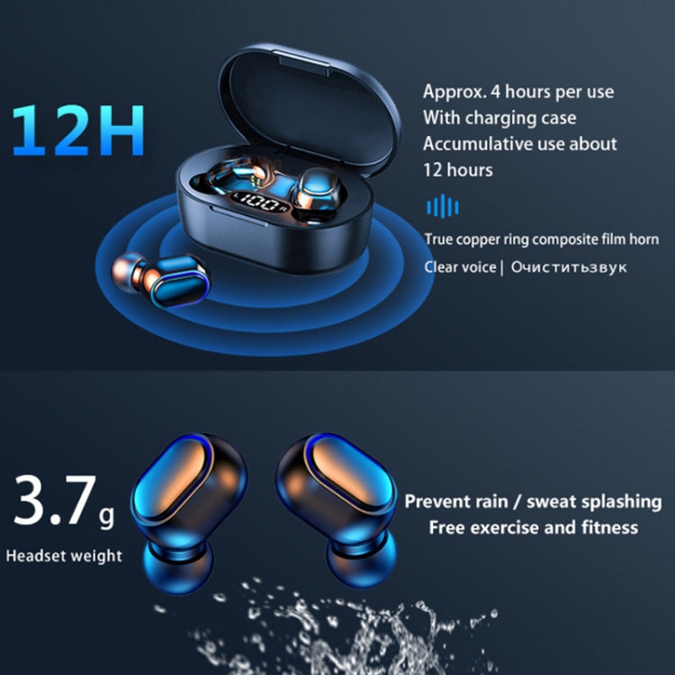 E7s Digital Sports Waterproof TWS Bluetooth 5.0 In-Ear Headphones, E7s (Pink), E7s (Green), E7s (Black), E7s (White), E7s (Yellow), E7s (Blue)