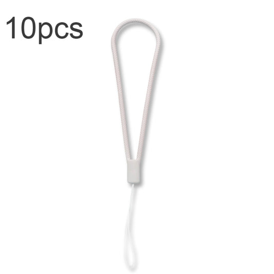 White woven silicone phone lanyard showing secure attachment loop and soft texture