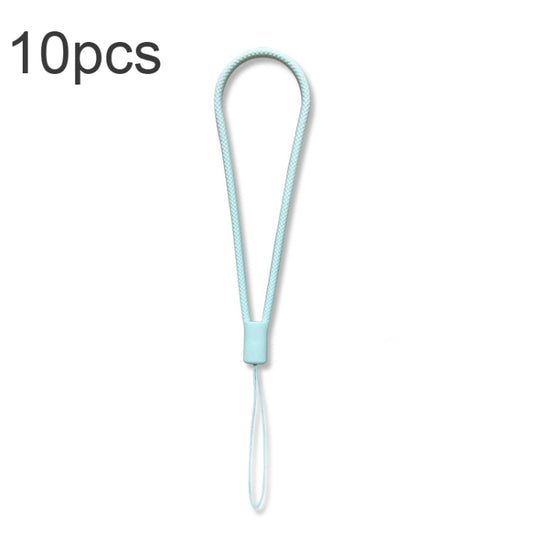 Grass purple silicone hand rope lanyard demonstrating comfortable wear around wrist