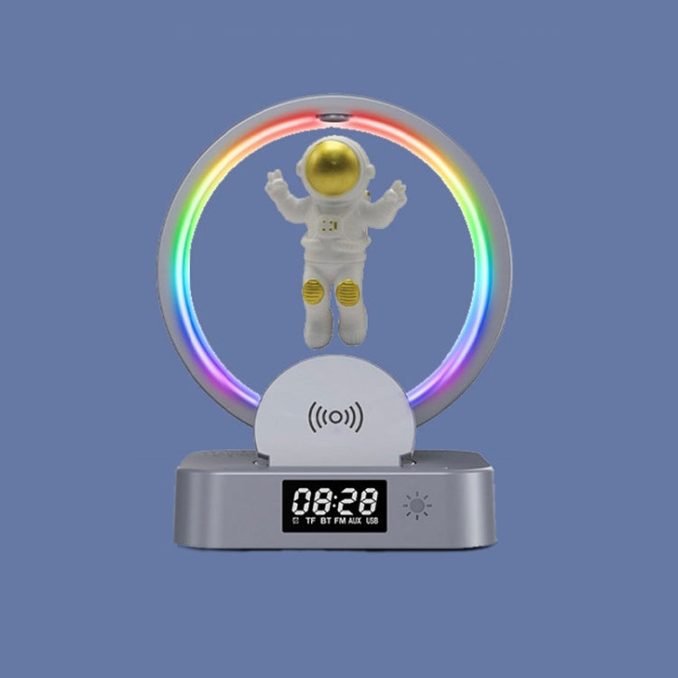 Enceinte Bluetooth TWS Y-558 à lévitation magnétique pour astronaute avec éclairage RVB, style : doré basique, argenté basique, horloge dorée, horloge argentée, chargement sans fil doré, chargement sans fil argenté