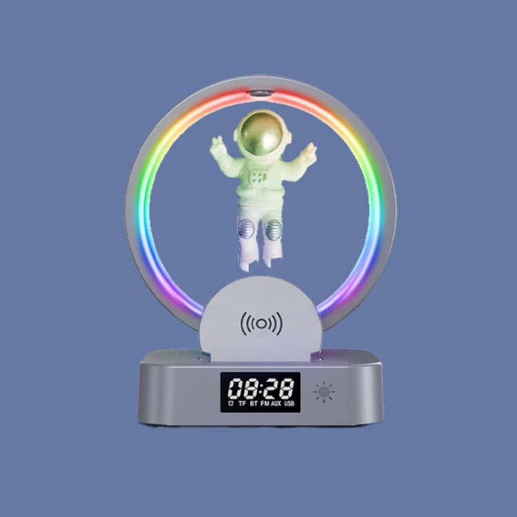 Enceinte Bluetooth TWS Y-558 à lévitation magnétique pour astronaute avec éclairage RVB, style : doré basique, argenté basique, horloge dorée, horloge argentée, chargement sans fil doré, chargement sans fil argenté